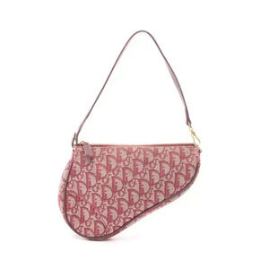 Christian Dior Saddle Handbag Canvas Leather Bordeaux Purple
